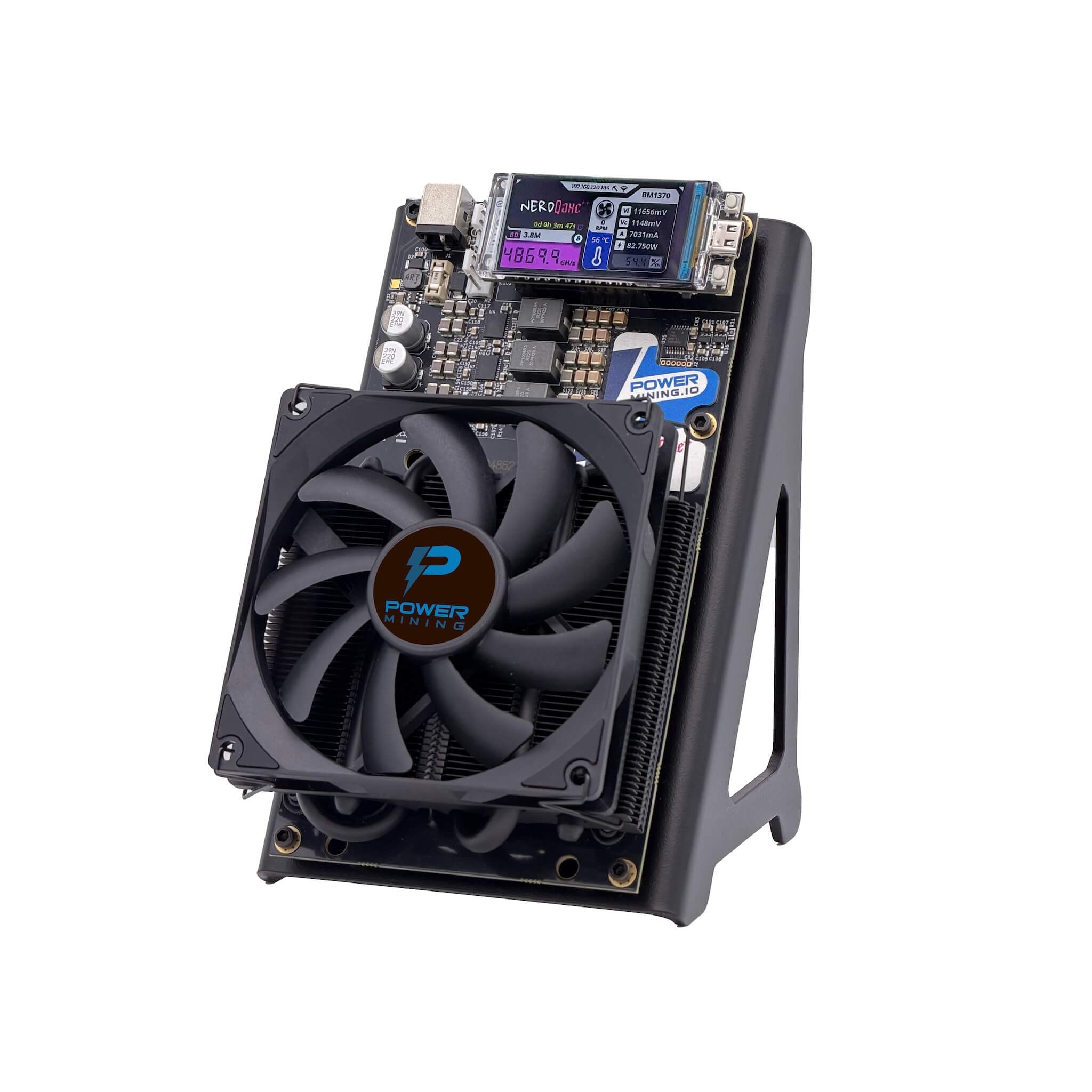 NerdQaxe++ 4.8 TH/s - Bitcoin Miner with Metal Stand, 80W – Power