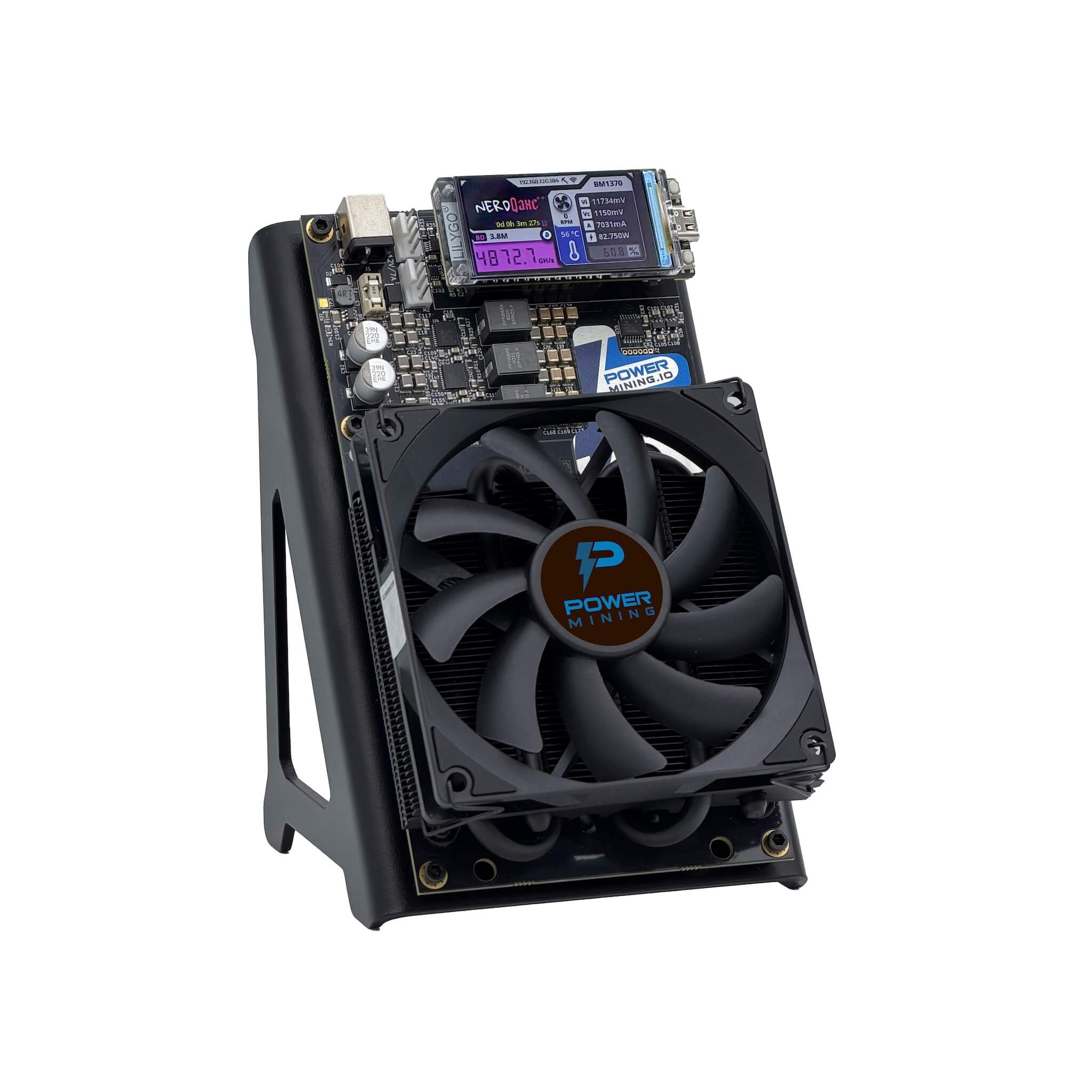 NerdQaxe++ 4.8 TH/s - Bitcoin Miner with Metal Stand, 80W – Power